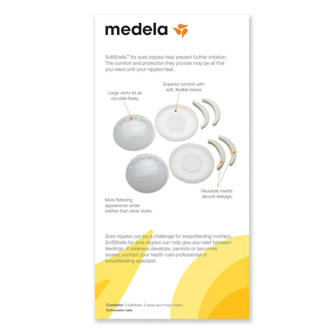 Medela SoftShells Breast Shells for Sore Nipples for Pumping or Breastfeeding, Discreet Breast Shells, Flexible and Easy to Wear, Made Without BPA medela