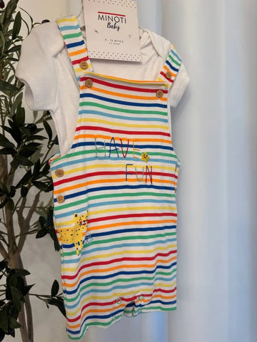 Minoti Baby 2 Pcs Stipe Dungaree & Bodysuit Set Baby Bamboo