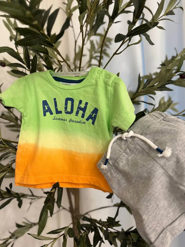 Minoti Baby Boy 2 Pcs Dip Dye T-shirt & Jersey Short Set Baby Bamboo