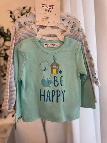 Minoti Baby Pijama 3pcs, 6-9M Baby Bamboo