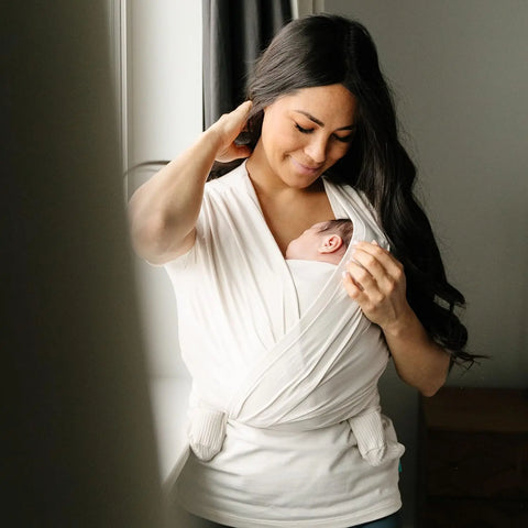 Moby Bump & Beyond T-Shirt Wrap | Ivory – Size 3 (Large) | Versatile Support Wrap for Pregnant Mothers | Carrier for Newborns | Comfortable & Stylish | Carries Babies up to 19.8lbs (8–12 Months) Moby