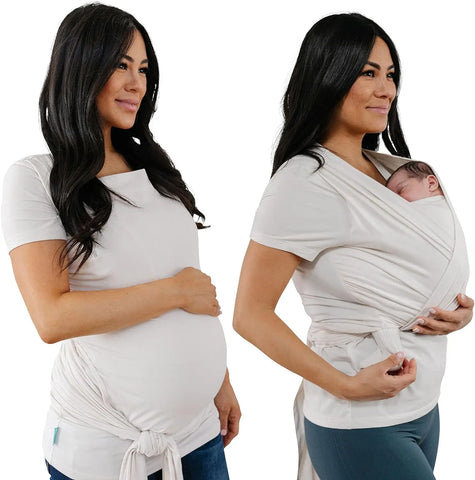 Moby Bump & Beyond T-Shirt Wrap | Ivory – Size 3 (Large) | Versatile Support Wrap for Pregnant Mothers | Carrier for Newborns | Comfortable & Stylish | Carries Babies up to 19.8lbs (8–12 Months) Moby