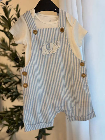 Mothercare Baby Boy 2 Pcs Elephant Overall Baby Bamboo