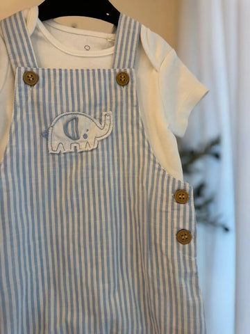 Mothercare Baby Boy 2 Pcs Elephant Overall Baby Bamboo
