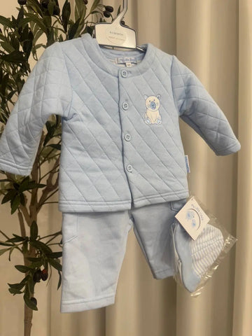 My Little Check Baby Boy 3-Piece Outfit in Baby Blue Baby Bamboo