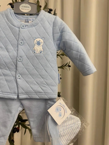 My Little Check Baby Boy 3-Piece Outfit in Baby Blue Baby Bamboo