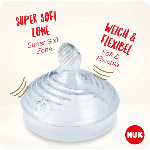 NUK Nature Sense Glass Bottle Set | 3 Baby Bottles Made of Glass | Temperature Control Display | Drinking Teat and Genius Dummy | 0-6 Months | White nuk