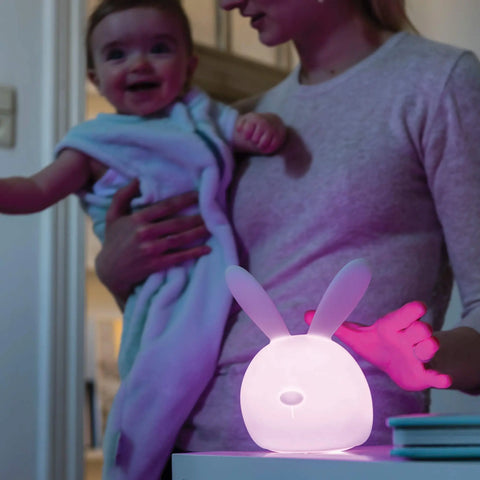 Nattou LED Night Light Rabbit Silicone Voice Activation 7 Colours BPA Free 13.5 x 10.5 x 15 cm Silicone White Baby Bamboo