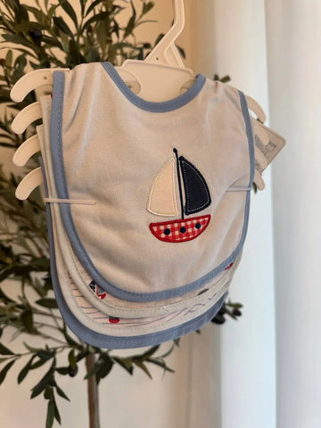 Nautical-Themed Baby Bib Set with Sailboat Design Baby Bamboo