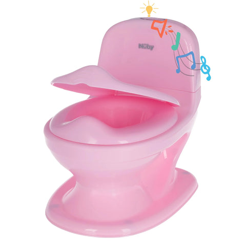 Nuby My Real Potty Training Toilet with Life-Like Flush Button and Sound - 18+ Months - Pink Baby Bamboo
