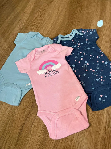 Onesies Baby Girl Pack of 3 Rainbows & Unicorns Bodysuits Baby Bamboo