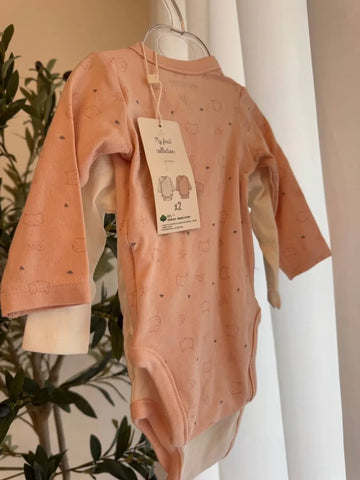 Orchestra 2 Bodysuits, Pink 1M Baby Bamboo