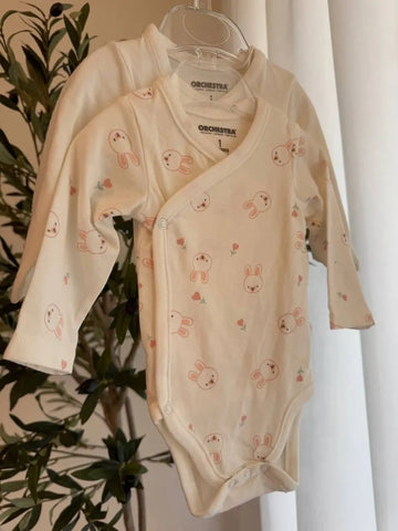 Orchestra 2 Bodysuits, White 1M Baby Bamboo