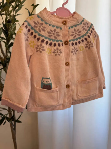 Orchestra Baby Girl I Love Winter Cardigan, 6M Baby Bamboo