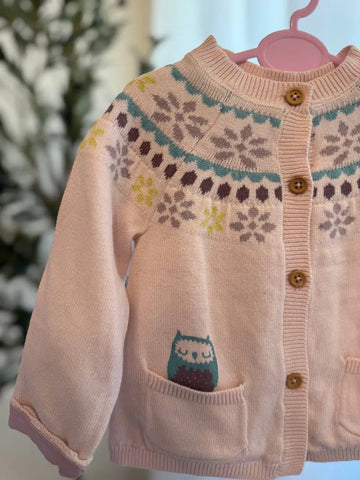 Orchestra Baby Girl I Love Winter Cardigan, 6M Baby Bamboo