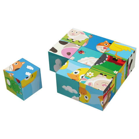 Playtive Puzzle Cubes 9 Pieces Baby Bamboo