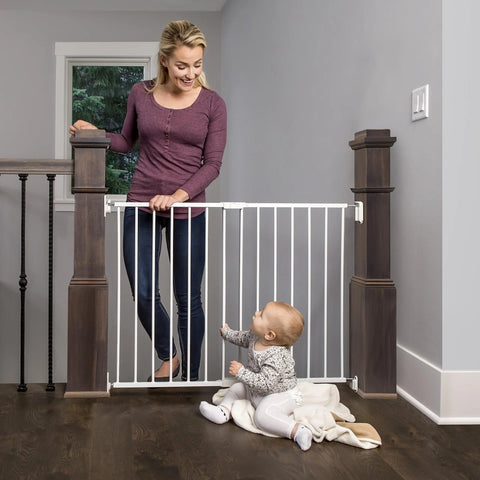 Regalo 2-in-1 Extra Wide Stairway and Hallway Walk ThroughBaby Safety Gate, Hardware Mounting, White 102.87 cm (width) × 72.39 cm (height) Baby Bamboo
