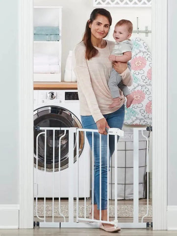 Regalo Easy Step 38.5-Inch Extra Wide Walk Thru Baby Gate, White Original version Baby Bamboo