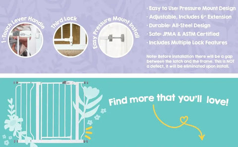 Regalo Easy Step 38.5-Inch Extra Wide Walk Thru Baby Gate, White Original version Baby Bamboo