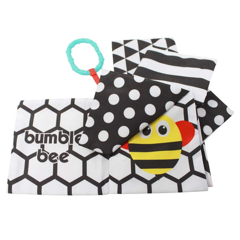 Sassy Peek-a-Boo Activity Book with Attachable Link for On-The-Go Travel | Black & White | for Ages Newborn and Up sassy