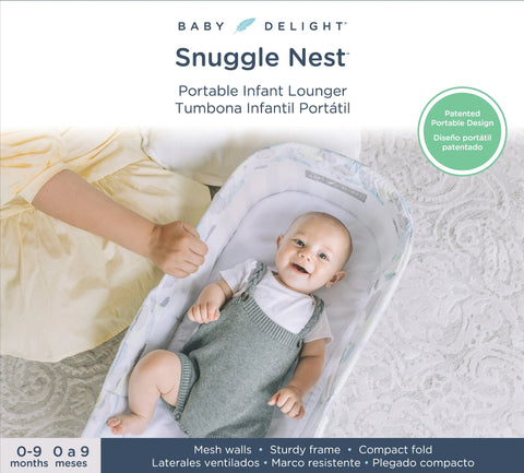 Snuggle Nest Infant Portable Lounger Bassinet for Baby, Skies Baby Bamboo