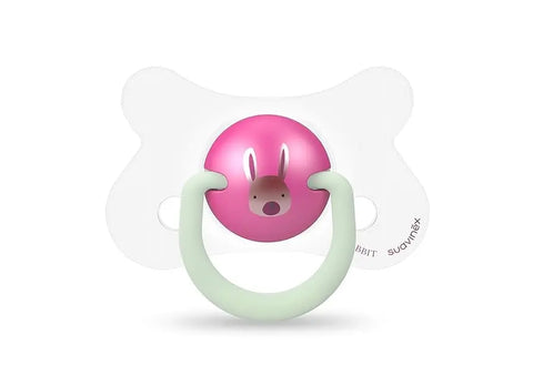 Suavinex Night&Day Reversible Pacifiers, Rabbit, Pink, 4/18 Months, Pack of 2 Baby Bamboo