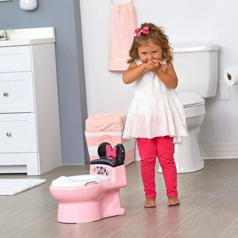 The First Years Disney Minnie Mouse Potty Training Toilet and Toddler Toilet Seat - Toilet Training Potty with Fun Flushing and Cheering Sounds Disney