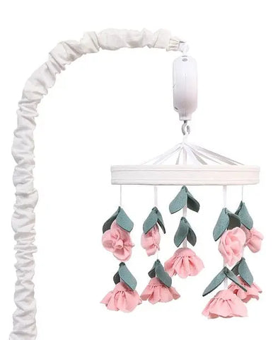 The Peanutshell Pink Floral Musical Crib Mobile for Baby Girls | Digital Music Box with 12 lullabies The Peanutshell