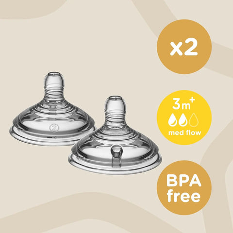 Tommee Tippee Closer to Nature Extra Slow Flow Baby Bottle Nipples, 0m+ – 2 count (Pack of 1) Tommee Tippee