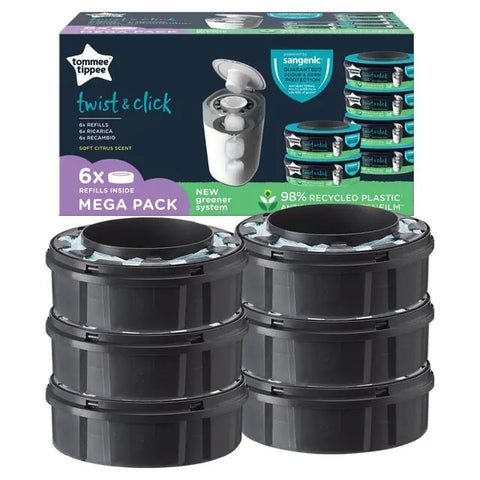 Tommee Tippee Twist & Click Nappy Bin Refill Casettes Baby Bamboo