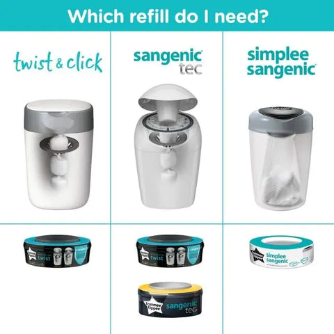 Tommee Tippee Twist & Click Nappy Bin Refill Casettes Baby Bamboo