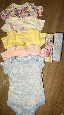 Tu Baby Girl Pack of 7 Short Sleeve Bodysuits Baby Bamboo