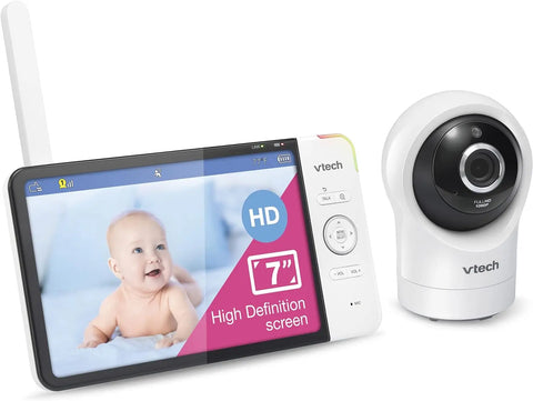 VTech RM7764HD 1080p WiFi Remote Access Baby Monitor, 360° Pan&Tilt, 7” 720p HD Display, HD Night Vision, Soothing Sounds, 2-Way Talk, Temperature Sensor, Motion Detection, iOS & Android vtech