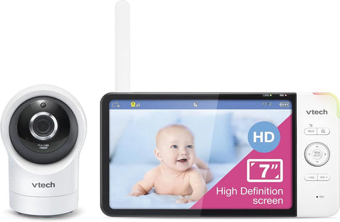 VTech RM7764HD 1080p WiFi Remote Access Baby Monitor, 360° Pan&Tilt, 7” 720p HD Display, HD Night Vision, Soothing Sounds, 2-Way Talk, Temperature Sensor, Motion Detection, iOS & Android vtech