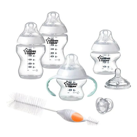 Tommee Tippee Closer to Nature Newborn Baby Bottle Starter Set | Breast-Like Nipple, Anti-Colic Valve - Clear, Unisex - Baby Bamboo