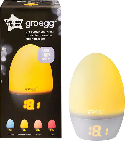 Tommee Tippee Groegg2 Digital Colour-Changing Nursery Thermometer and Nightlight, USB-Powered, Digital Temperature Display Tommee Tippee