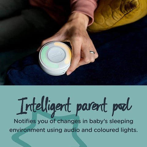 Tommee Tippee Dreamsense App-Enabled Smart Baby Monitor, HD Remote Tilt and Pan Night-Vision Camera, 2-Way Audio, Intelligent Parent Pod for Customisable Alerts and Sleep Tracking - Baby Bamboo